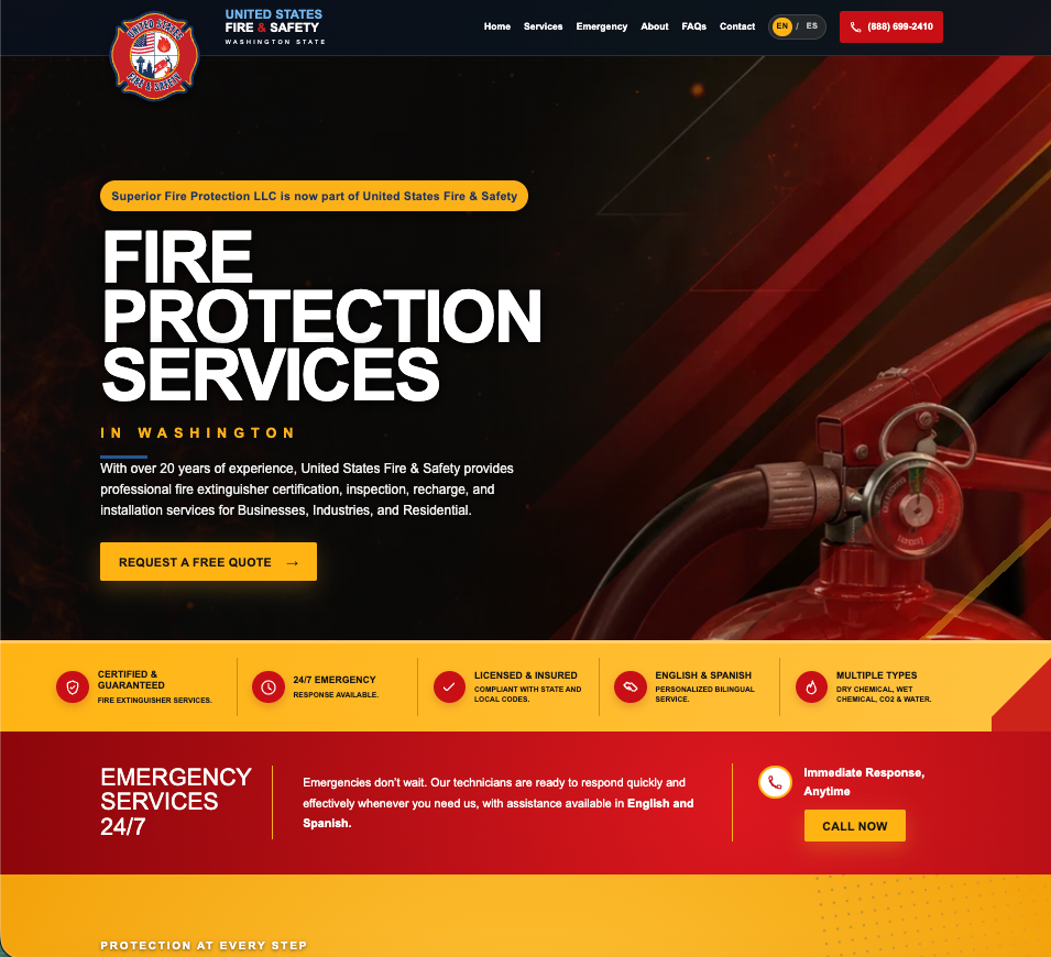 United States Fire & Safety website homepage